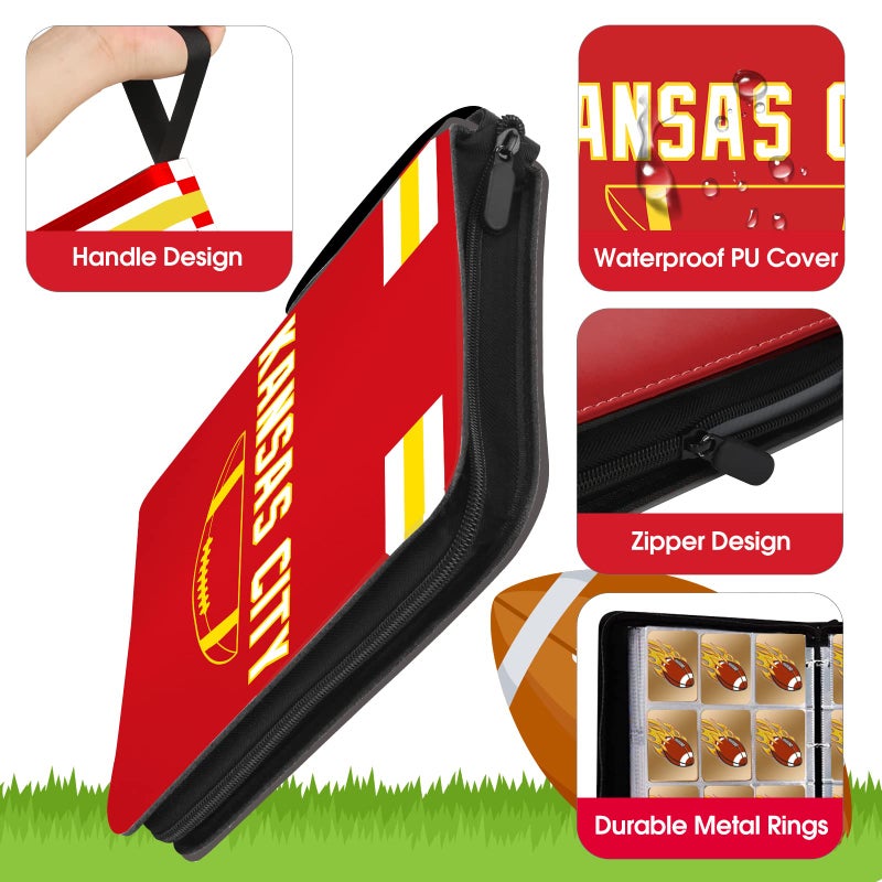 KivolFun Football Card Binder with Sleeves 900 Pocket  Kansas City Football Card Holder for Trading Cards Sports Card 3 Ring Binder Folder Collector Album Storage Book Case Kids Boys Girls Gift - Image 2